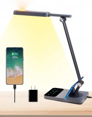 TRONTORE Dimmbare LED Schreibtischlampe mit USB-Ledeanschluss