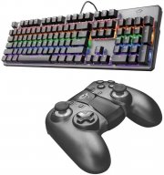 Trust GXT 865 Asta Gaming Tastatur mit RGB Beleuchtung + Trust GXT 590 Bluetooth Controller