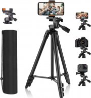 TTTTTTT Kompaktes Tripod Stativ f&uuml;r Kamera und Smartphones mit 3 Wege-Schwenkkopf