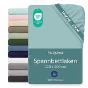 Twinzen Mikrofaser-Spannbettlaken 120x200cm in Aqua f&uuml;r nur 8,99&euro;