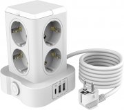 U-PTYTM Steckdosenturm mit 8 Schukosteckdosen und 3 USB