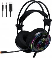 Umi Gaming Headset mit LED Licht f&uuml;r PS4, PC, Xbox One, Switch, Laptop