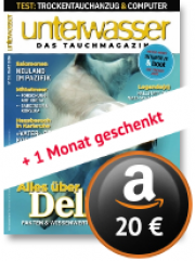 unterwasser Schnupperabo (3 + 1 Ausgaben) + 20 Euro Amazon-Gutschein