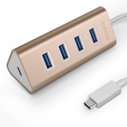 USB 3.0 Hub, 4 Port Typ C USB Hub Adapter mit USB-C Ladeanschluss 