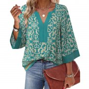 Vafoly Damen Bluse mit Blumenmuster und V-Ausschnitt f&uuml;r nur 14,99&euro;