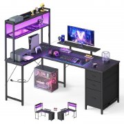 VASAGLE L-Schreibtisch mit Steckdosen & LED f&uuml;r ca. 75&euro;