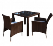 VCM Rattan-Sitzgruppe, Tisch 90 x 90 cm mit 2 St&uuml;hlen, Braun f&uuml;r 149,99&euro; statt 169&euro;
