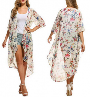Verspielte asymetrische Chiffon-Weste mit floralem Design nur 8,00 Euro statt 19,99 Euro