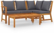 vidaXL 4-tlg. Garten-Lounge-Set aus Massivholz Akazie mit Auflagen 