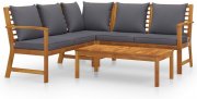 vidaXL Garten-Lounge-Set Massivholz Akazie mit Auflagen