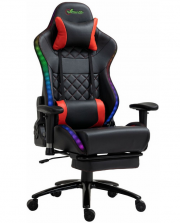 Vinsetto Gamingstuhl mit RGB LED-Leuchten, ausziehbarer Fu&szlig;st&uuml;tze und Wippenfunktion