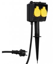 VIVANCO Outdoor 2-fach Steckdose mit Erdspie&szlig;, 3m