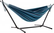 Vivere Blue Lagoon Doppel Baumwolle H&auml;ngematte mit H&auml;ngemattengestell 250 cm