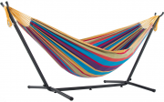 Vivere Doppel Baumwolle H&auml;ngematte mit H&auml;ngemattengestell 250 cm Tropical bunt