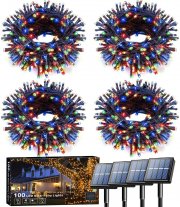 Voolex Outdoor 100 LEDs Solar Lichterketten 4 St&uuml;ck mit je 10 Meter