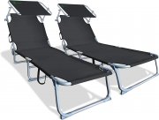 Vounot Canopy Sun Lounger 2er Set Sonnenliege mit Dach
