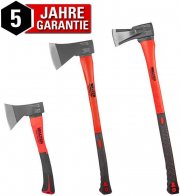 WALTER 3er Axt-Set mit Handbeil, Axt und Spaltaxt mit Fiberglasgriff