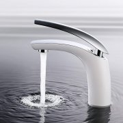 Wasserhahn Bad Armatur Mischbatterie Wei&szlig; Einhebelmischer