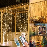 WEARXI 3&times;3m 300 LEDs Lichtvorhang mit 8 Licht-Modi f&uuml;r Innen & Au&szlig;en