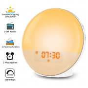 Weckalarm mit 7-farbiger Sonnenaufgangssimulation und Sonnenuntergangs-Nachtlicht