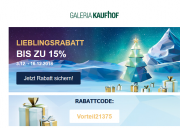 Weihnachtsrabatt bei Galeria Kaufhof Payback-Kunden erhalten zus&auml;tzlich 5-fach Punkte.