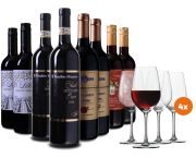 Wein Probierpaket Italien mit 8 Flaschen Spitzenweine + 4 Gl&auml;ser im Weinvorteil Shop