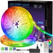 WEISIJI 30 Meter RGB LED Streifen mit App Steuerung, 40-Tasten- ernbedienung und Music-Sync