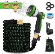 WEUE 30 Meter Flexibel Flexibler Gartenschlauch + Spr&uuml;hd&uuml;se mit 10 Funktionen uns Schlauchverbinder