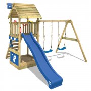 WICKEY Spielturm Klet&shy;ter&shy;turm Smart Shelter mit Holzdach Garten Schaukel Rutsche f&uuml;r 549,95&euro;