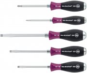 Wiha Schraubendreher Set MicroFinish mit durchgehender Sechskantklinge und Stahlkappe 5-tlg.