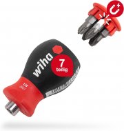Wiha Stubby Schraubendreher mit Bit Magazin inkl. 6 Schlitz und Kreuzschlitz Bits