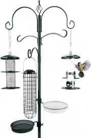 wildtier herz Premium Futterstation 235 cm aus pulverbeschichtetem Metall inkl. Futters&auml;ulen