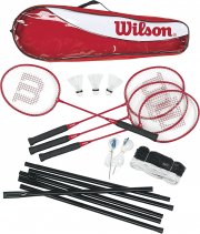 Wilson Badminton Set mit 4 Schl&auml;ger, 3 Federb&auml;lle und Netz