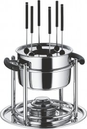 WMF Allegr 11-teiliges Edelstahl Fondue-Set f&uuml;r bis zu 6 Personen mit Brenner und Gabeln