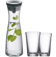 WMF Basic Wasserkaraffe Set 3-teilig mit 1l Karaffe und 2 Wassergl&auml;ser je 250ml