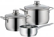 WMF Diadem Plus 3-teiliges Topf-Set mit Glasdeckel Induktion Cromargan Edelstahl poliert
