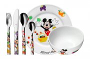 WMF Disney Mickey Mouse Kindergeschirr mit Kinderbesteck, 6-teilig, ab 3 Jahren, Edelstahl 