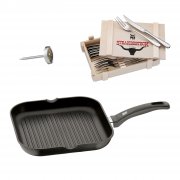 WMF Steak Set mit Steakbesteck 12-teilig in Holzkiste, Grillpfanne & Steakthermometer