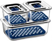 WMF Top Serve-Set 3-tlg, Glas Frischhaltedosen mit luftdichtem Deckel