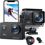WOLFANG GA100 4K 20MP WiFi Action Cam mit Fernbedienung, 2 Akkus und Zubeh&ouml;r Kit