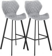 WOLTU 2er Set Designer Barhocker Grau