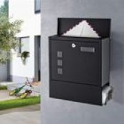 WOOHSE Design Briefkasten Schwarz mit Zeitungsfach
