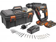 Worx WX390 Akku H3-Bohrhammer inkl. Akku, Ladeger&auml;t und Bohrer- Bitsatz