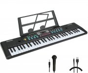 WOSTOO 61 Tasten Elektro Keyboard mit Mikrofon und Notenst&auml;nder