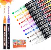 WOTEK Acrylfarben Marker Stifte Set mit 2 Outline Stifte
