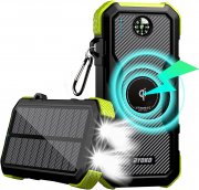 WOWMVP USB Typ A und Typ C 26800mAh Qi Wireless Solar Powerbank