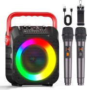 Wowstar Bluetooth Lautsprecher und Karaoke Maschine mit 2 Kabellose Mikrofone