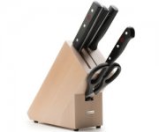 W&uuml;sthof Messerblock 5-teilig, Gourmet (1095070501), massiver Holzblock, helle Buche