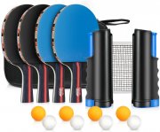 XDDIAS Tischtennis Set mit 4 Schl&auml;ger + 8 Tischtennisb&auml;lle + Netz