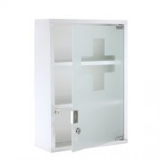 XL Medizinschrank Arzneischrank Metall Glas Wei&szlig;